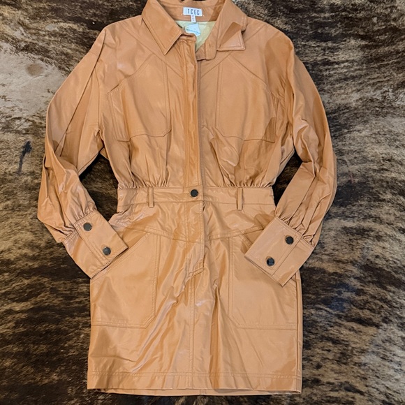 TCEC Jackets & Blazers - TCEC Caramel Tan Faux-Leather Utility Jacket
